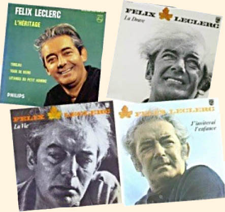 Pochettes de quelques-uns des disques de Félix Leclerc